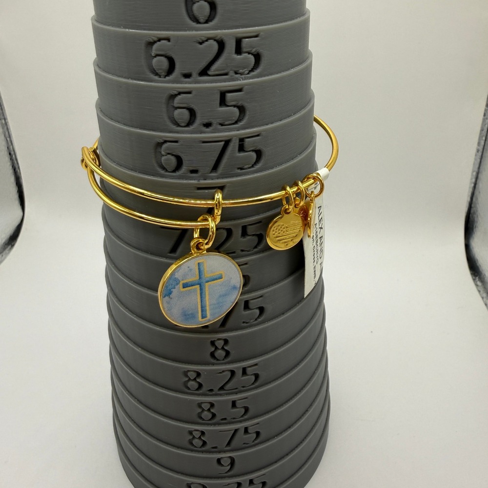 Spiritual Faith Cross Bangle Alex‎ and Ani A16EBCRYG Gold Blue Expandable - Picture 6 of 7
